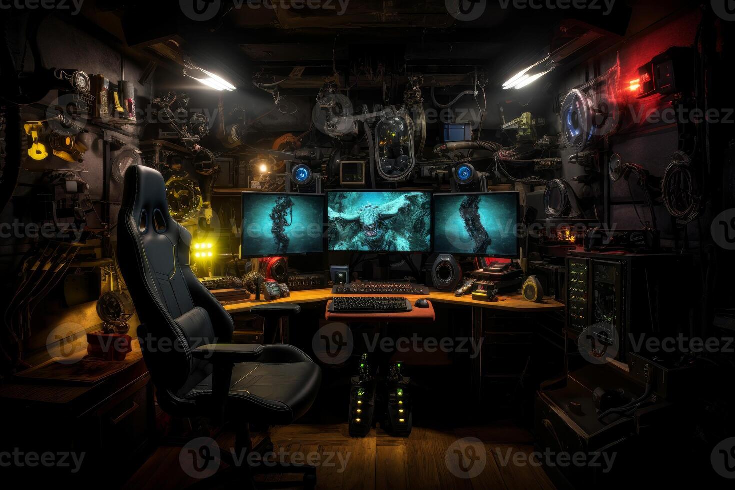 Immersive Gamers room hardware. Generate Ai 30811737 Stock Photo at