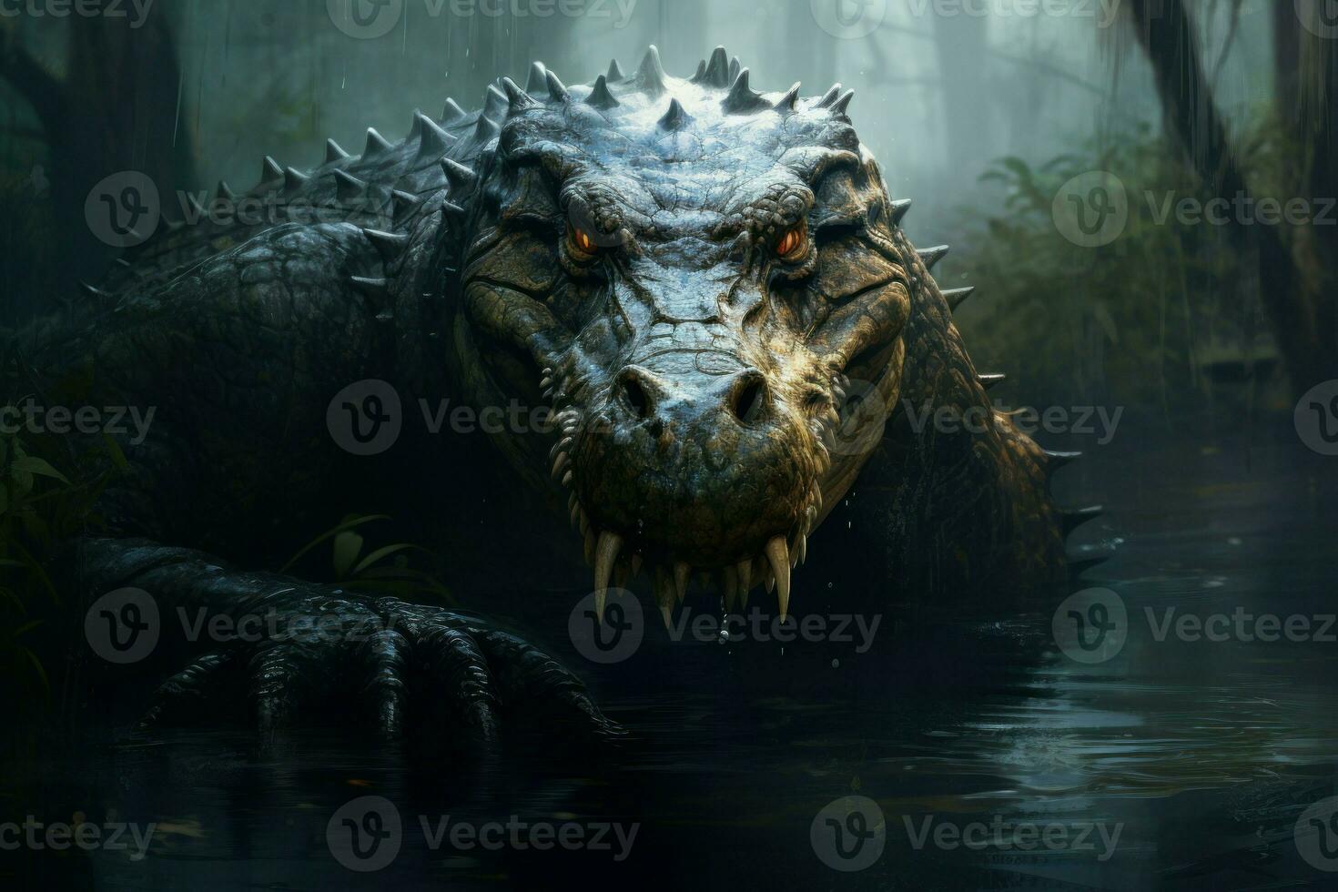 Formidable alligator head. Generate Ai photo