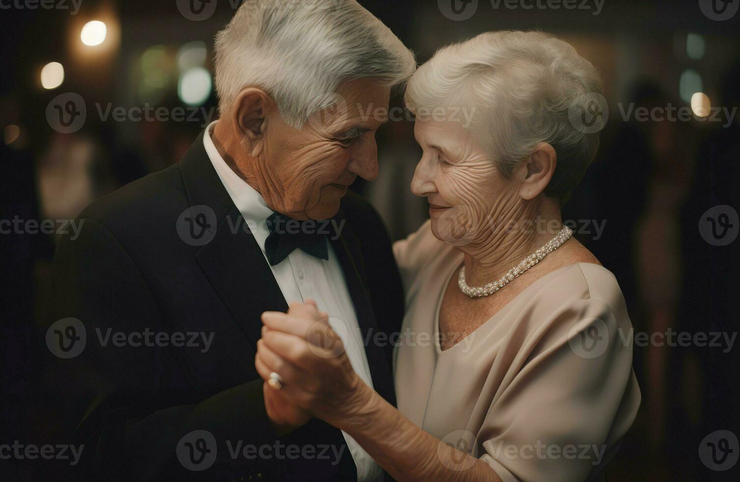 Elderly couple dancing happy. Generate Ai photo