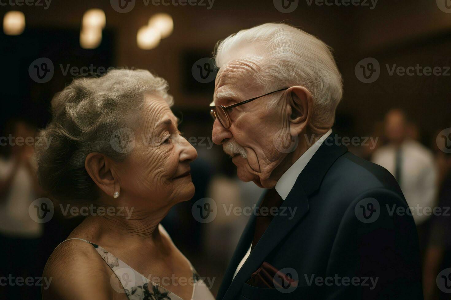 Elderly couple dancing energy. Generate Ai photo