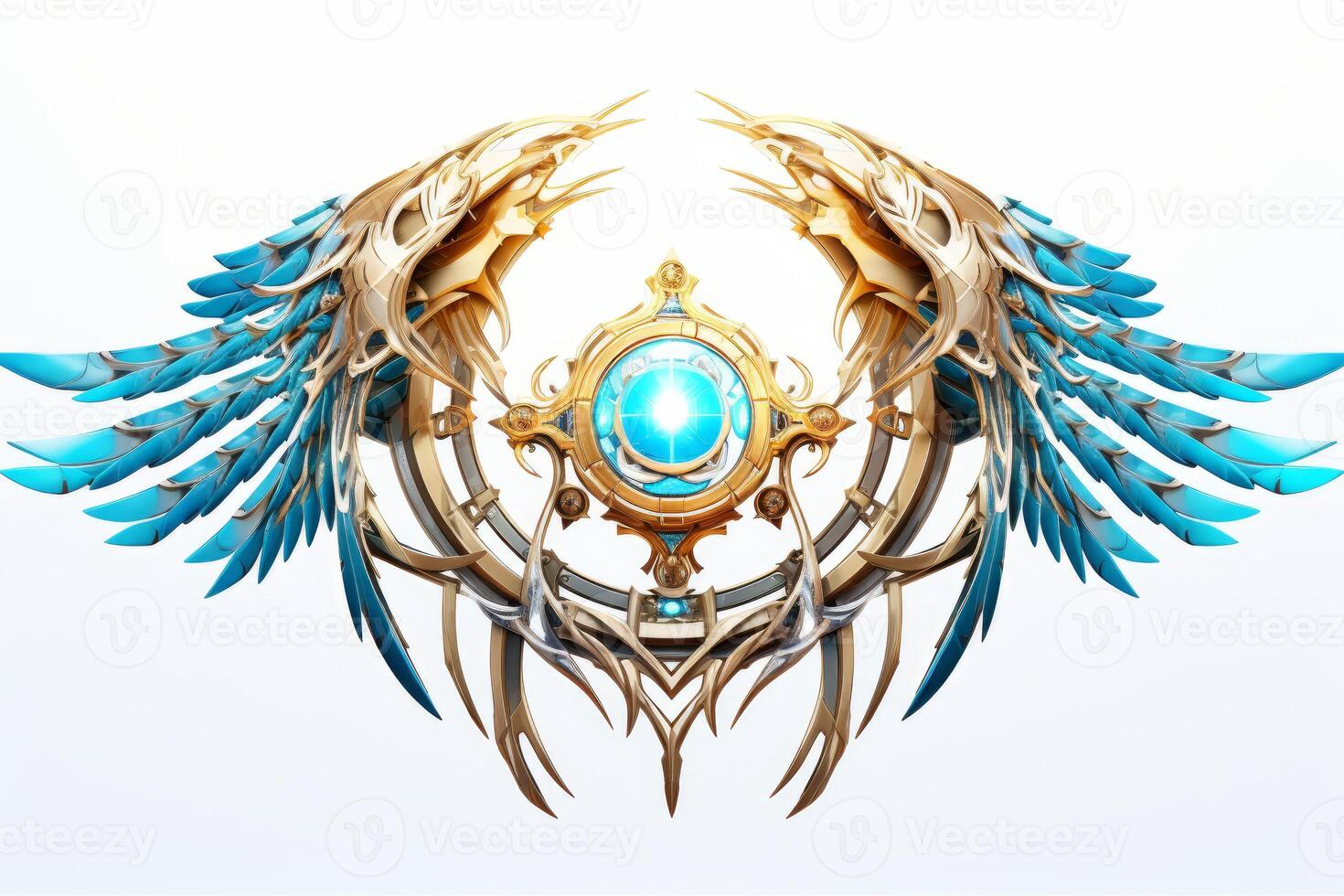 Game avatar wings frame metal. Generate Ai photo