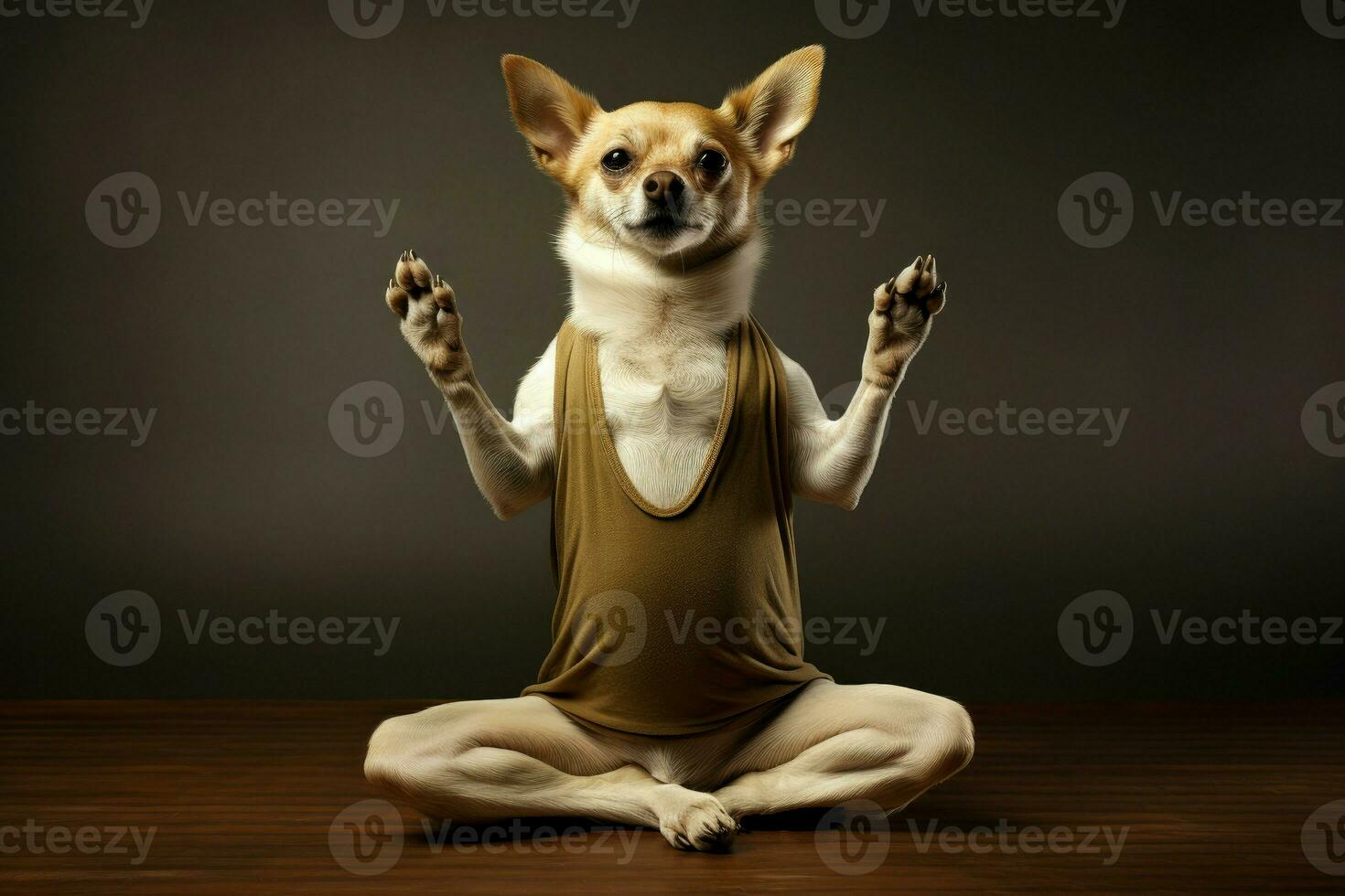 Funny yoga dog. Generate Ai photo