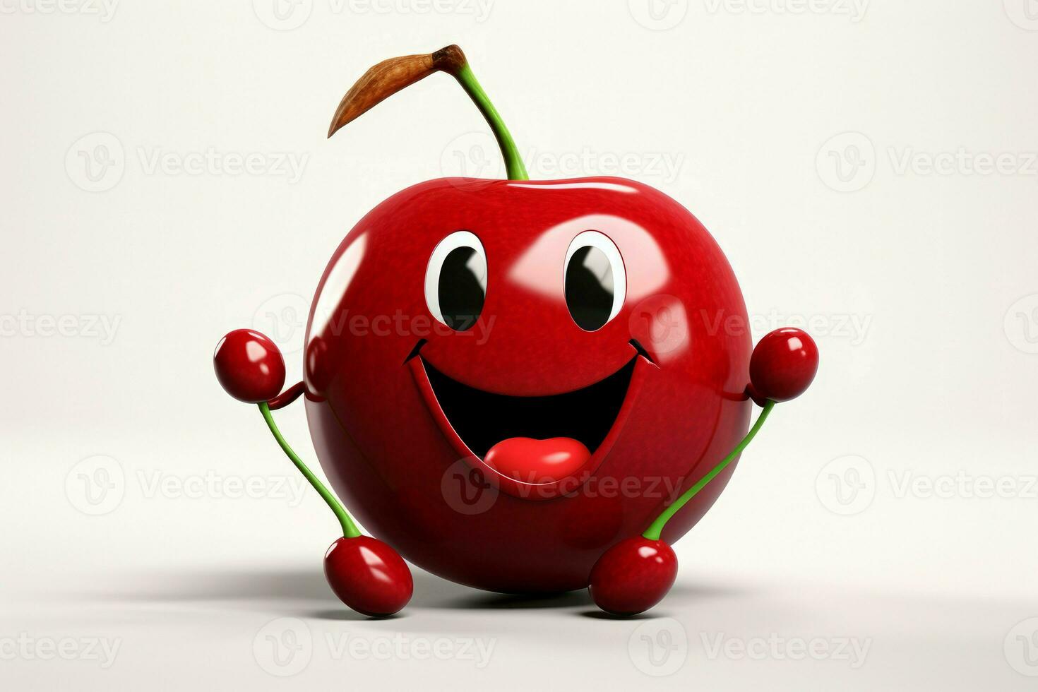 Cheerful Funny cherry character. Smiling fruit art photo