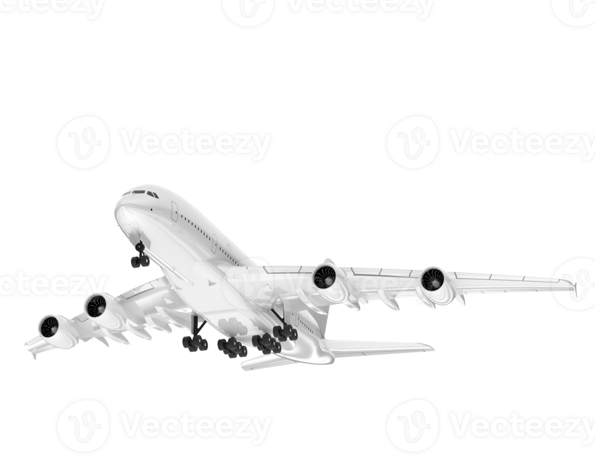 White aircraft isolated on transparent background. 3d rendering - illustration png