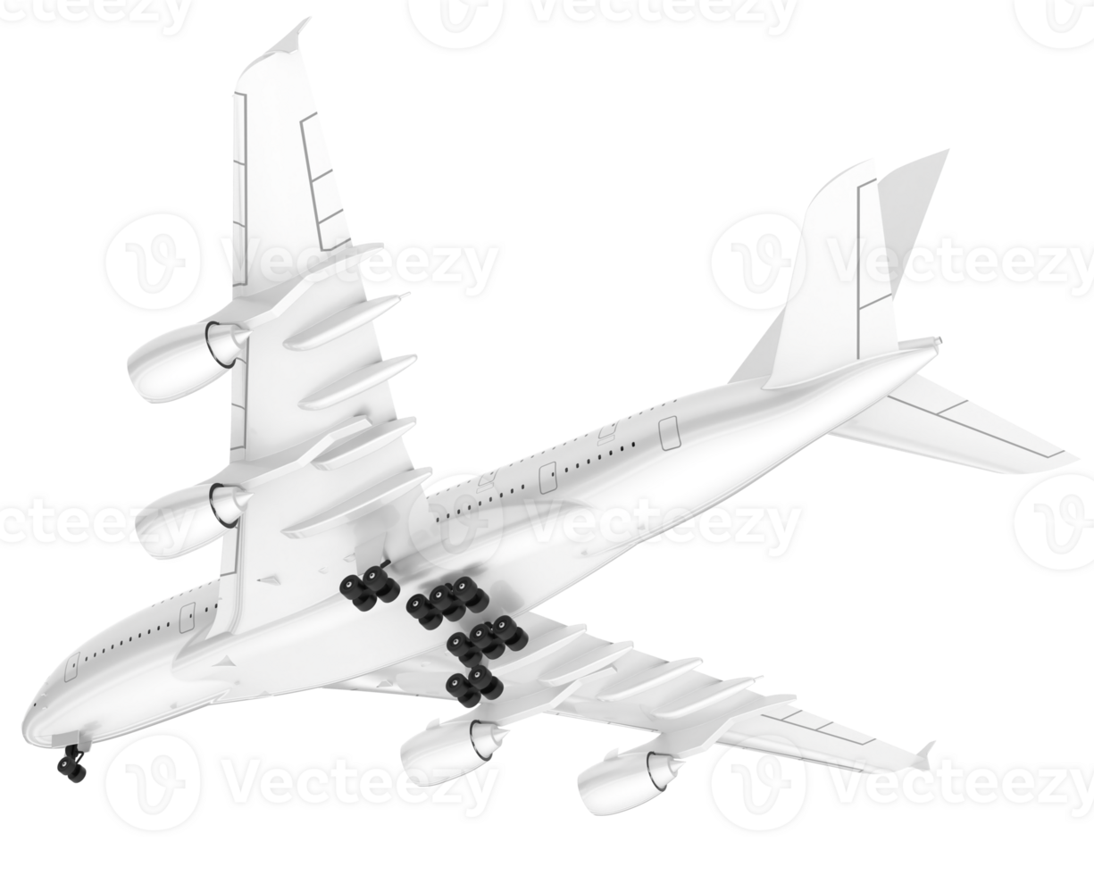 White aircraft isolated on transparent background. 3d rendering - illustration png