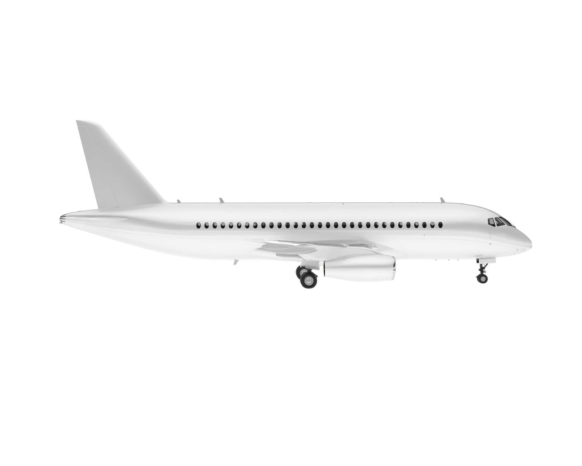 White aircraft isolated on transparent background. 3d rendering