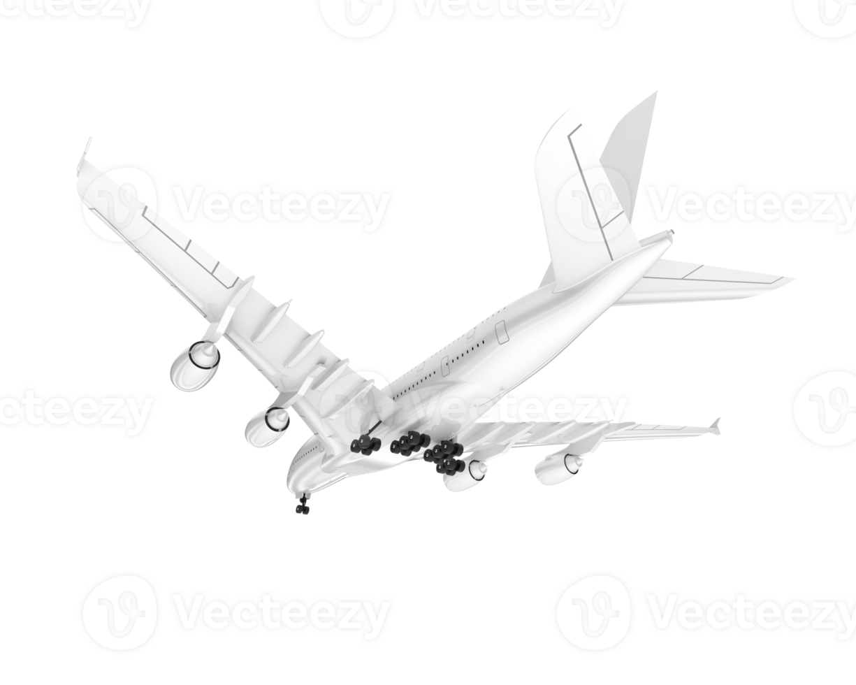 White aircraft isolated on transparent background. 3d rendering - illustration png