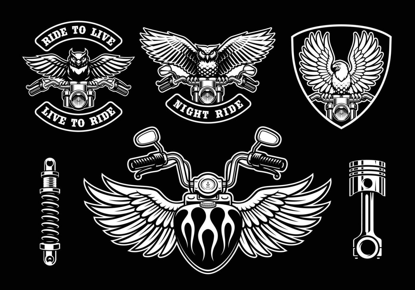 a set of biker themed badges vector