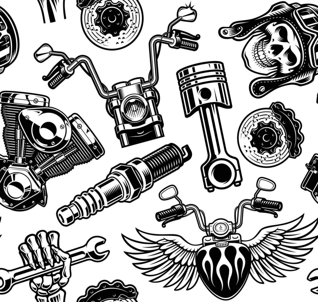 seamless pattern for a biker theme vector