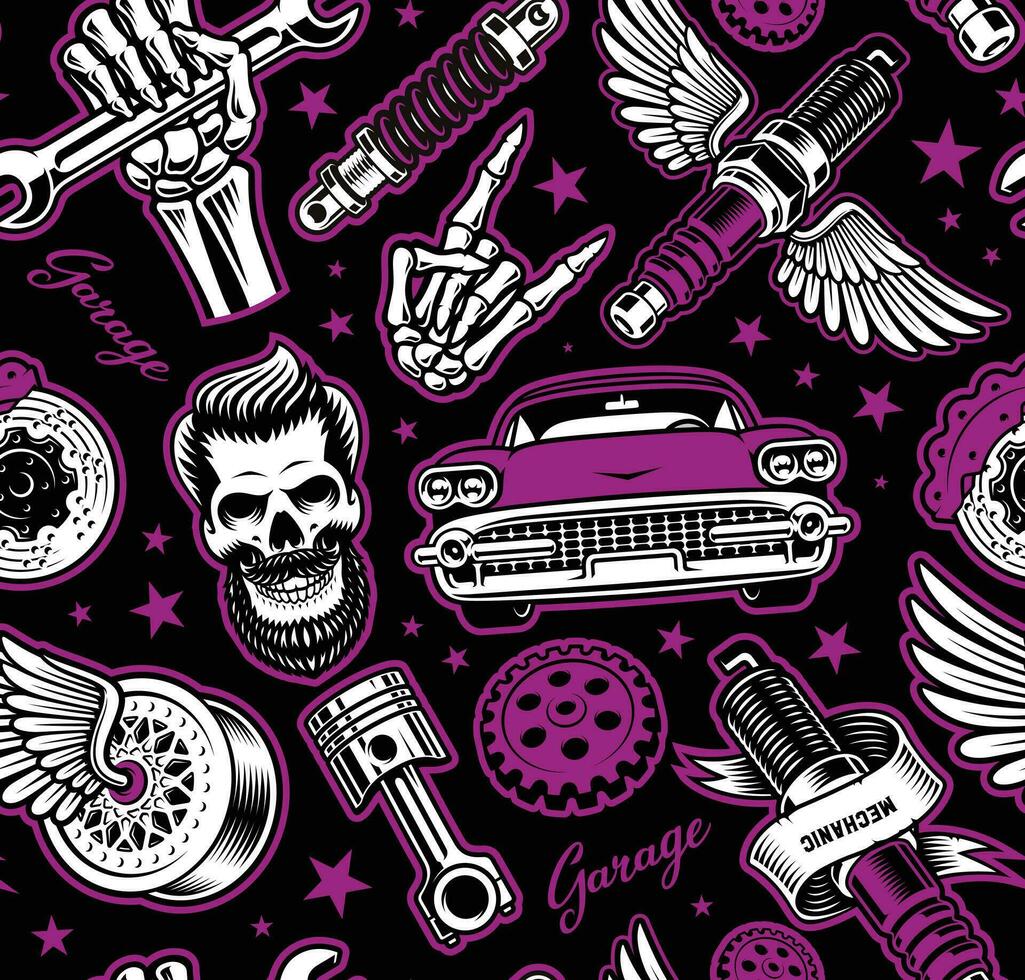 hot rod seamless background vector