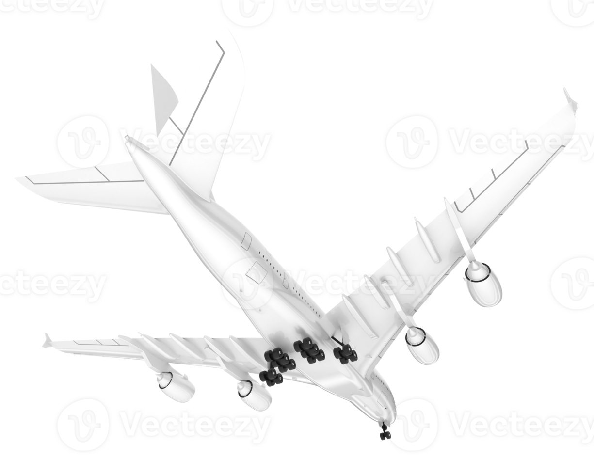 White aircraft isolated on transparent background. 3d rendering - illustration png