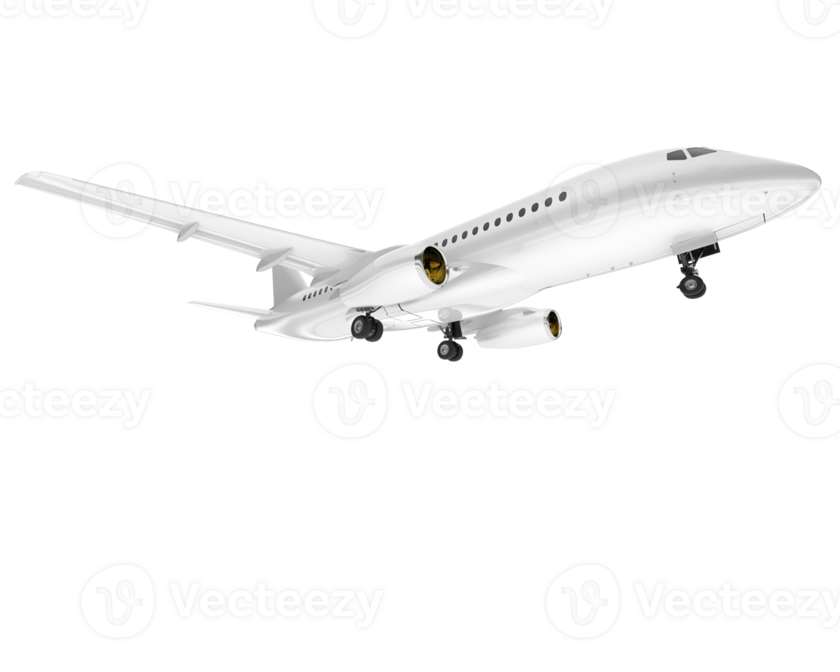 White aircraft isolated on transparent background. 3d rendering - illustration png