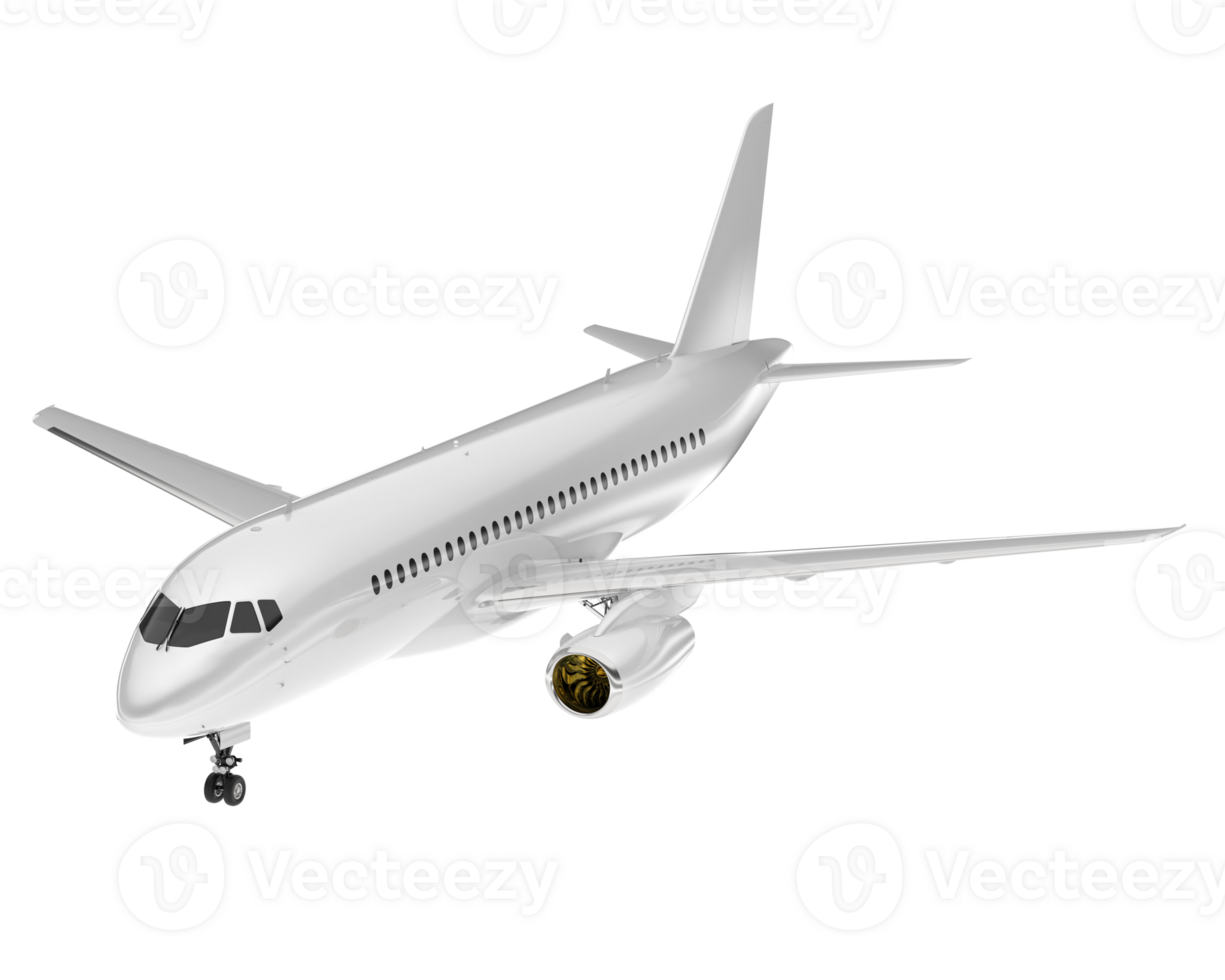 White aircraft isolated on transparent background. 3d rendering - illustration png