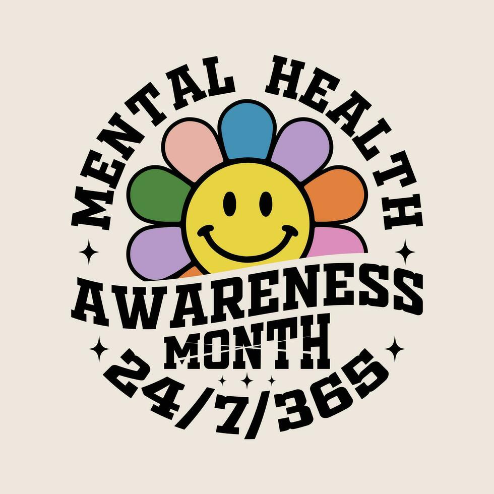 Mental Health Awareness Month T Shirt Design. vector