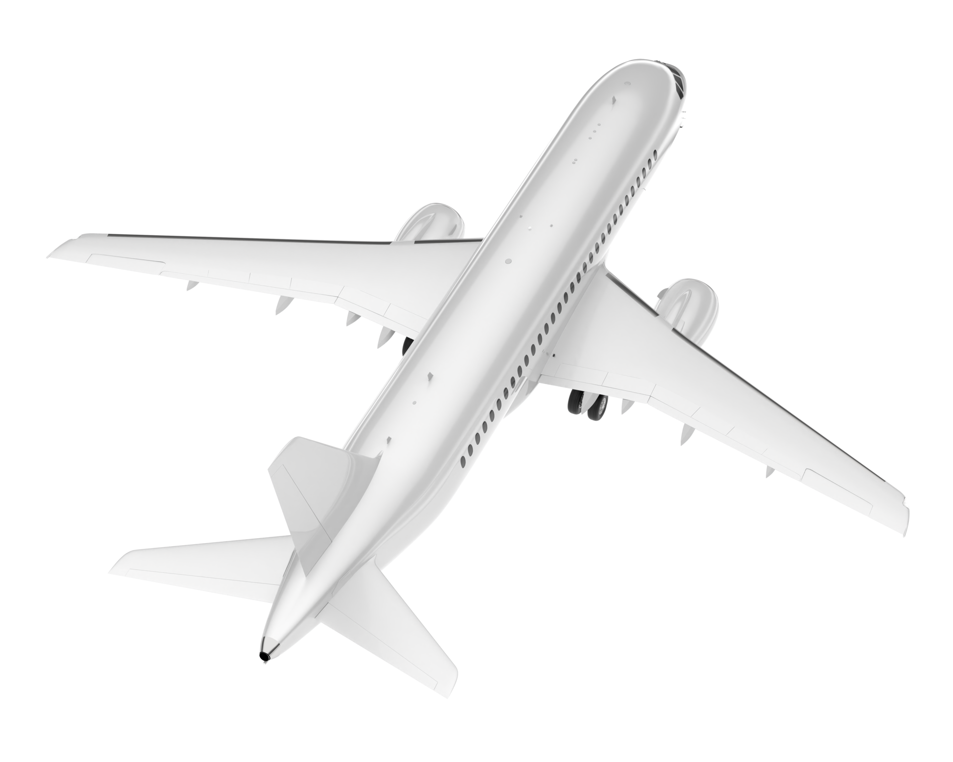 White aircraft isolated on transparent background. 3d rendering
