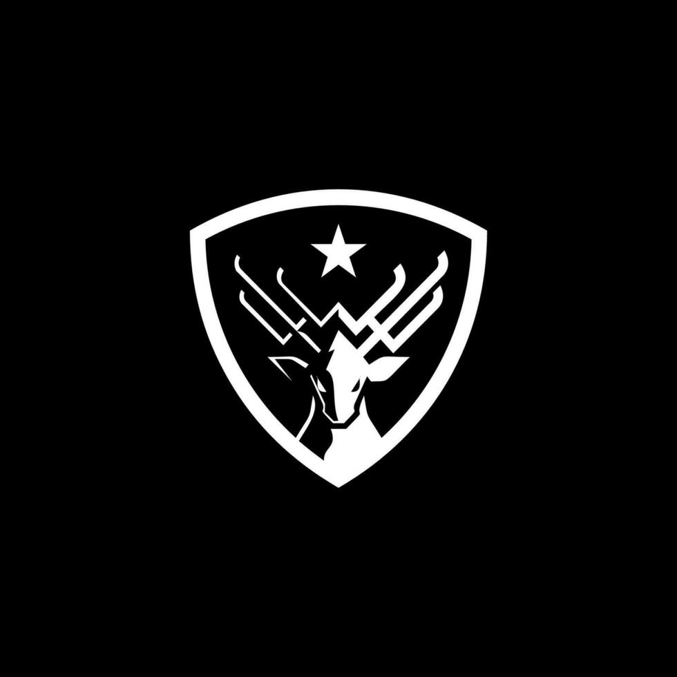 Deer shield star minimalist logo design vector