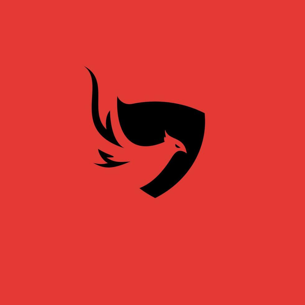 phoenix shield minimalist logo design vector