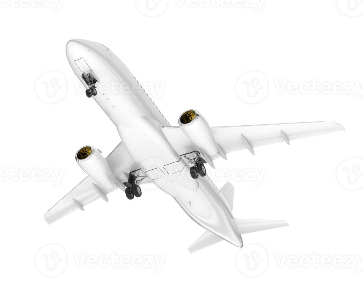 White aircraft isolated on transparent background. 3d rendering - illustration png