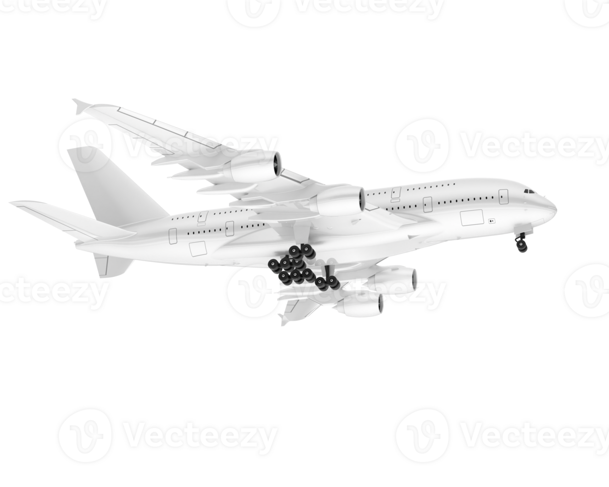 White aircraft isolated on transparent background. 3d rendering - illustration png