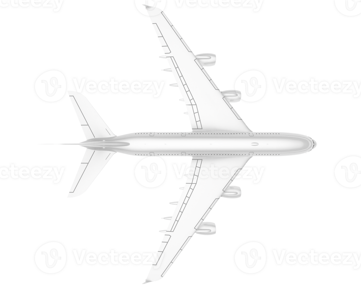 White aircraft isolated on transparent background. 3d rendering - illustration png