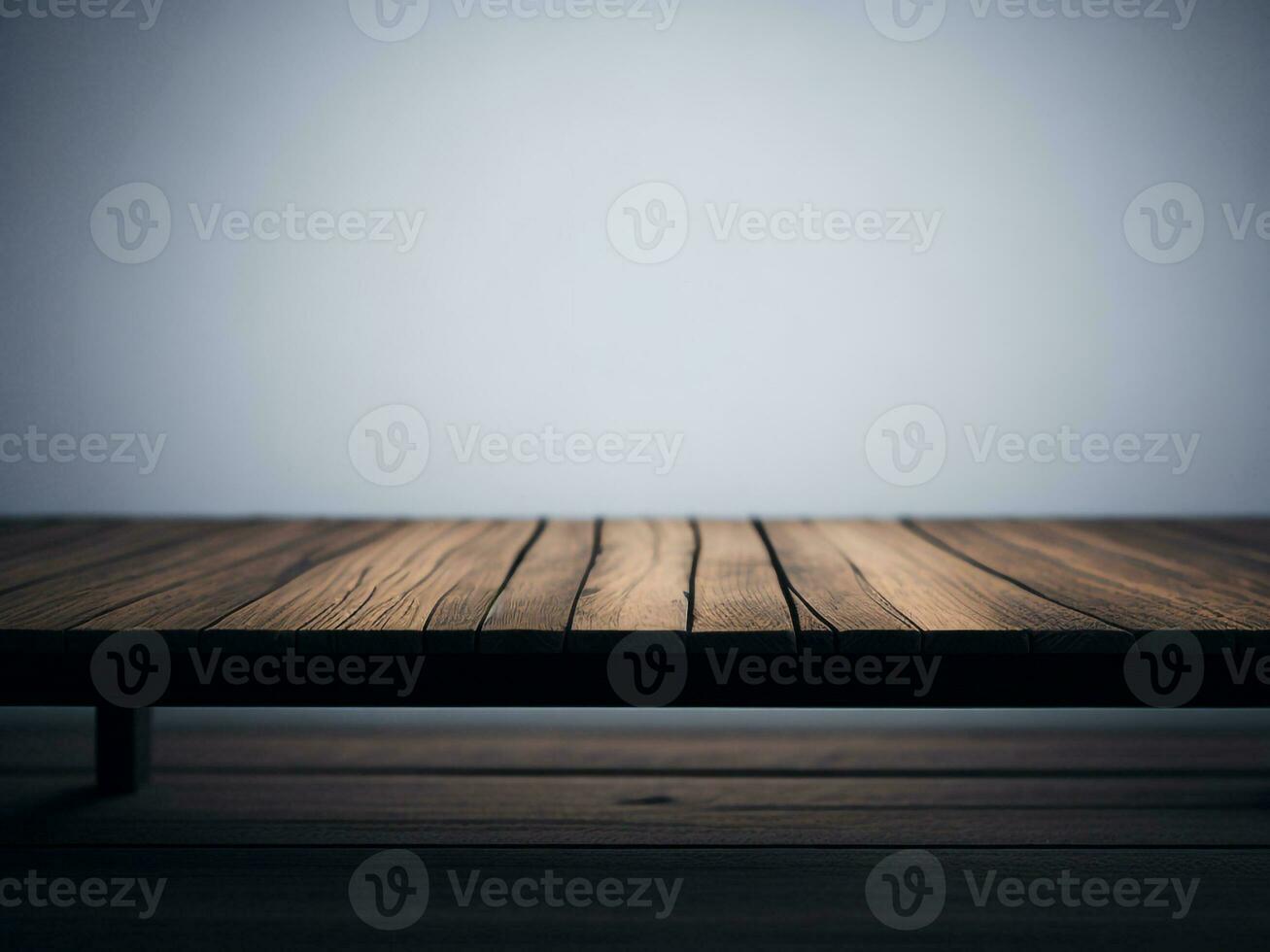 Wooden table and blur tropical beach background, product display montage. High quality photo 8k FHD AI generated