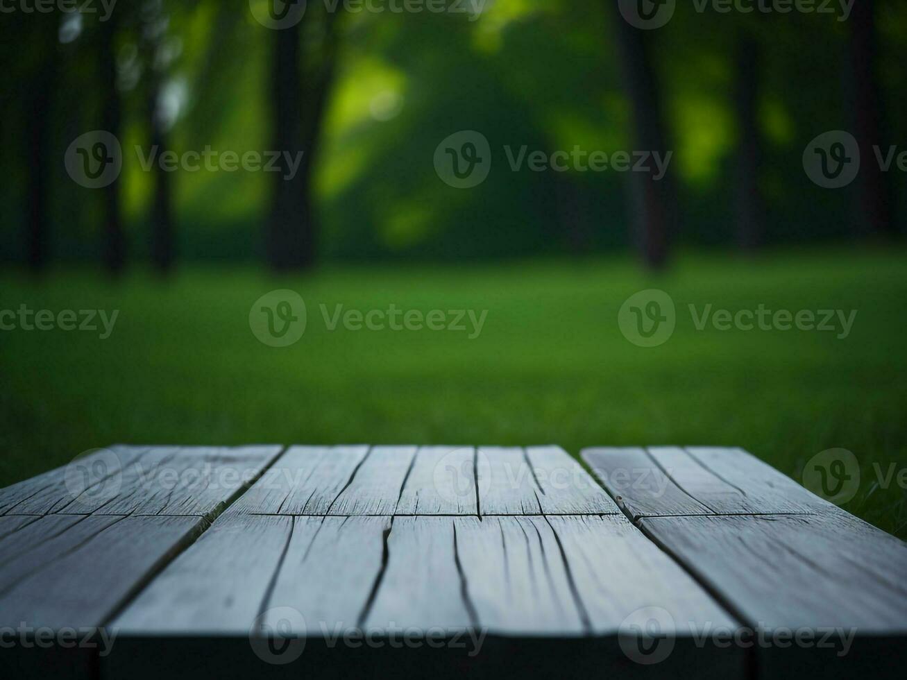 Wooden table and blur tropical beach background, product display montage. High quality photo 8k FHD AI generated