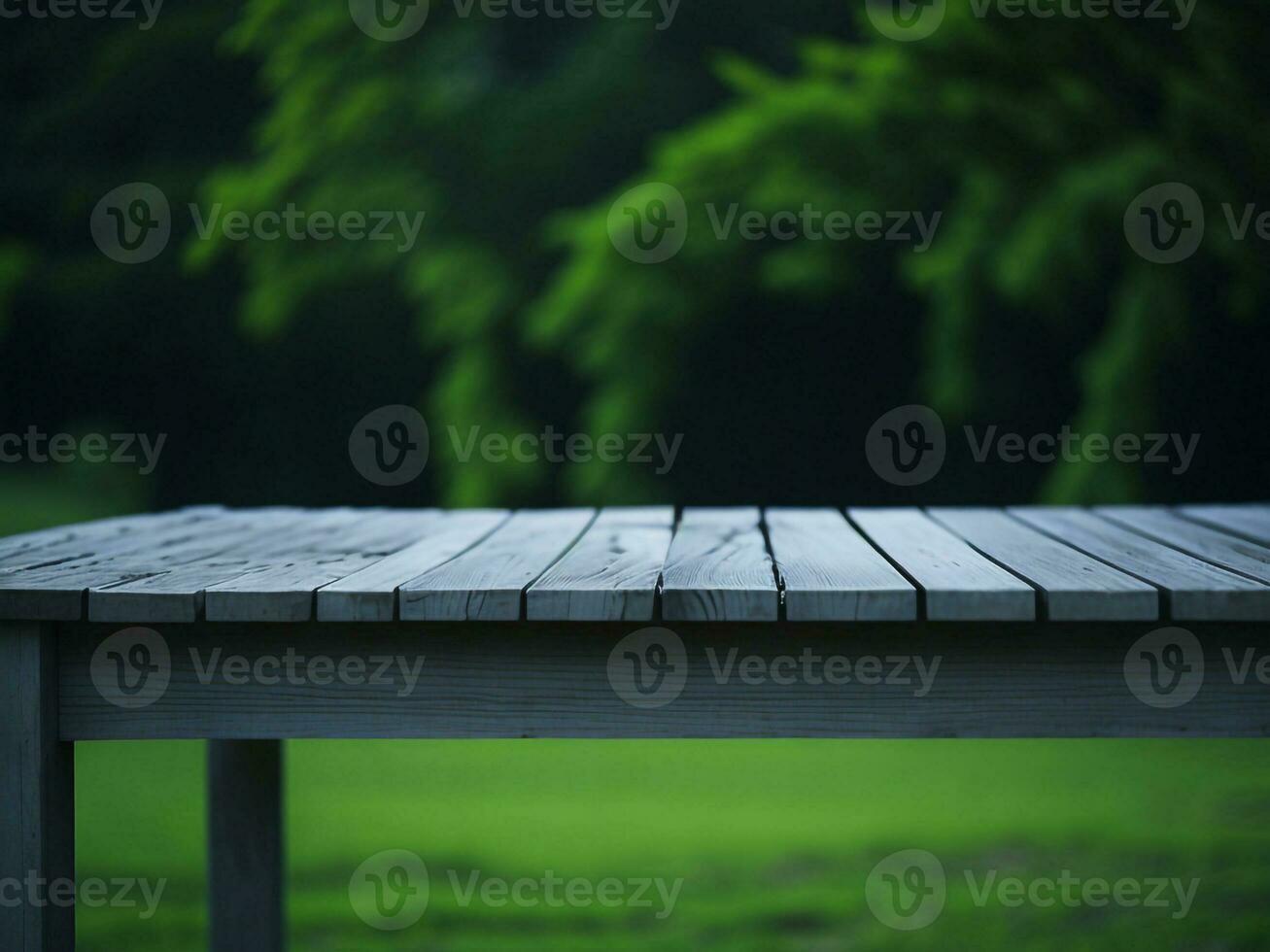 Wooden table and blur tropical beach background, product display montage. High quality photo 8k FHD AI generated