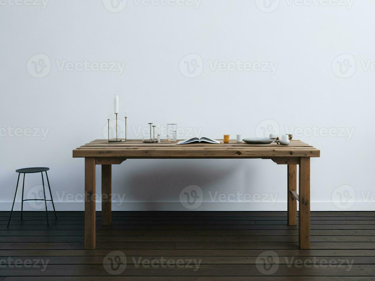 Wooden table and blur tropical green grass background, product display montage. High quality photo 8k FHD AI generated