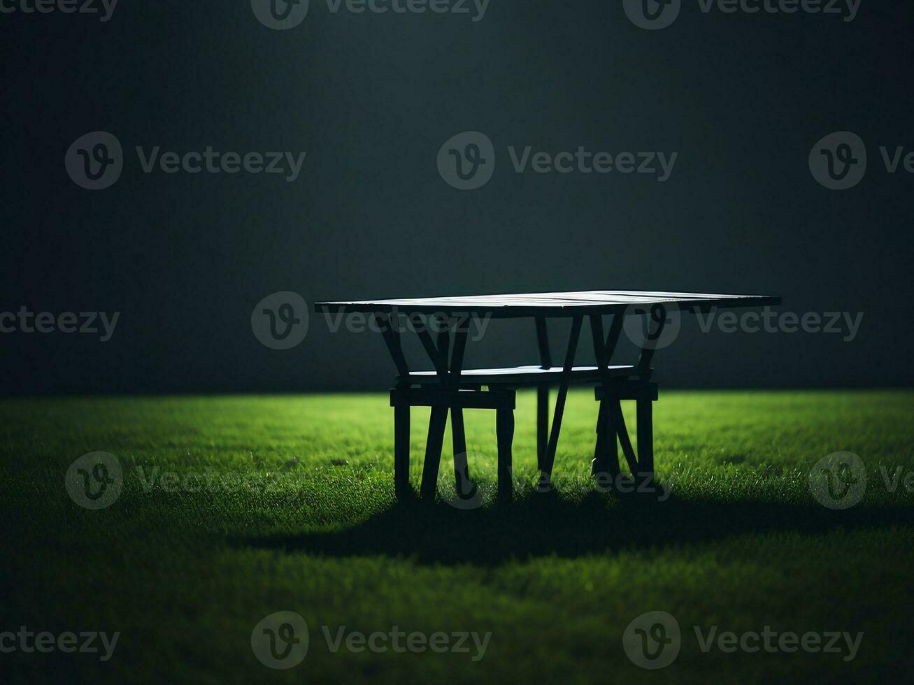 Wooden table and blur tropical green grass background, product display montage. High quality photo 8k FHD AI generated