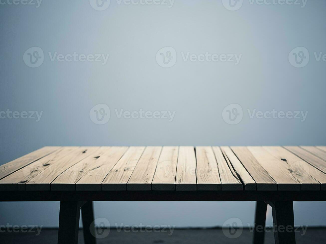 Wooden table and blur tropical green grass background, product display montage. High quality photo 8k FHD AI generated