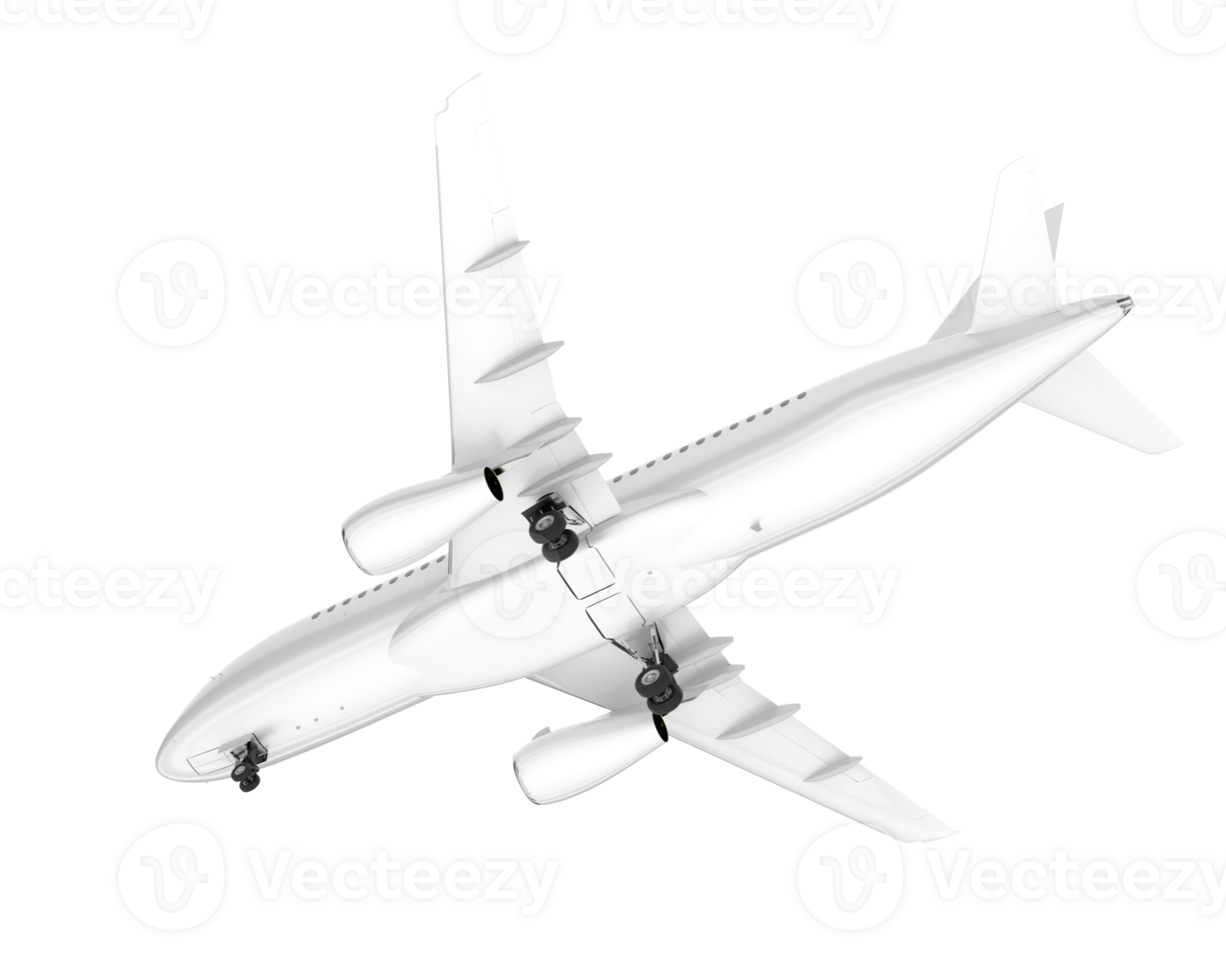 White aircraft isolated on transparent background. 3d rendering - illustration png