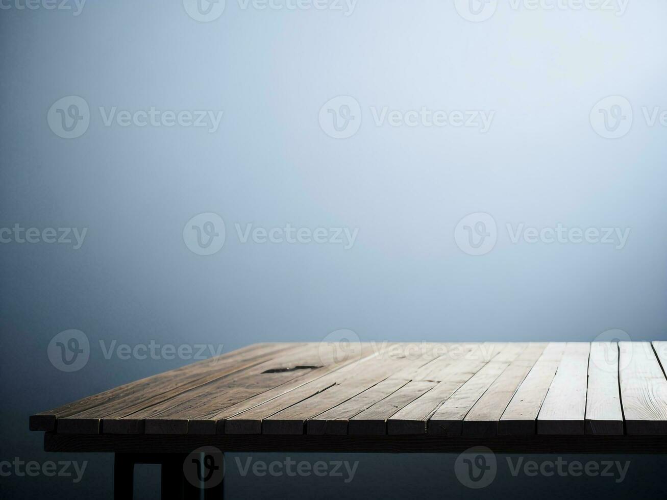 Wooden table and blur tropical white background, product display montage. High quality photo 8k FHD AI generated