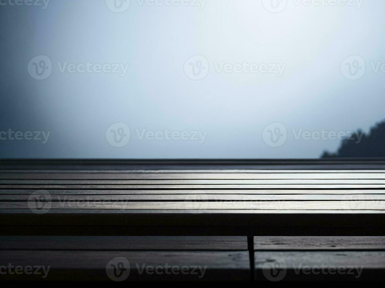 Wooden table and blur tropical white background, product display montage. High quality photo 8k FHD AI generated