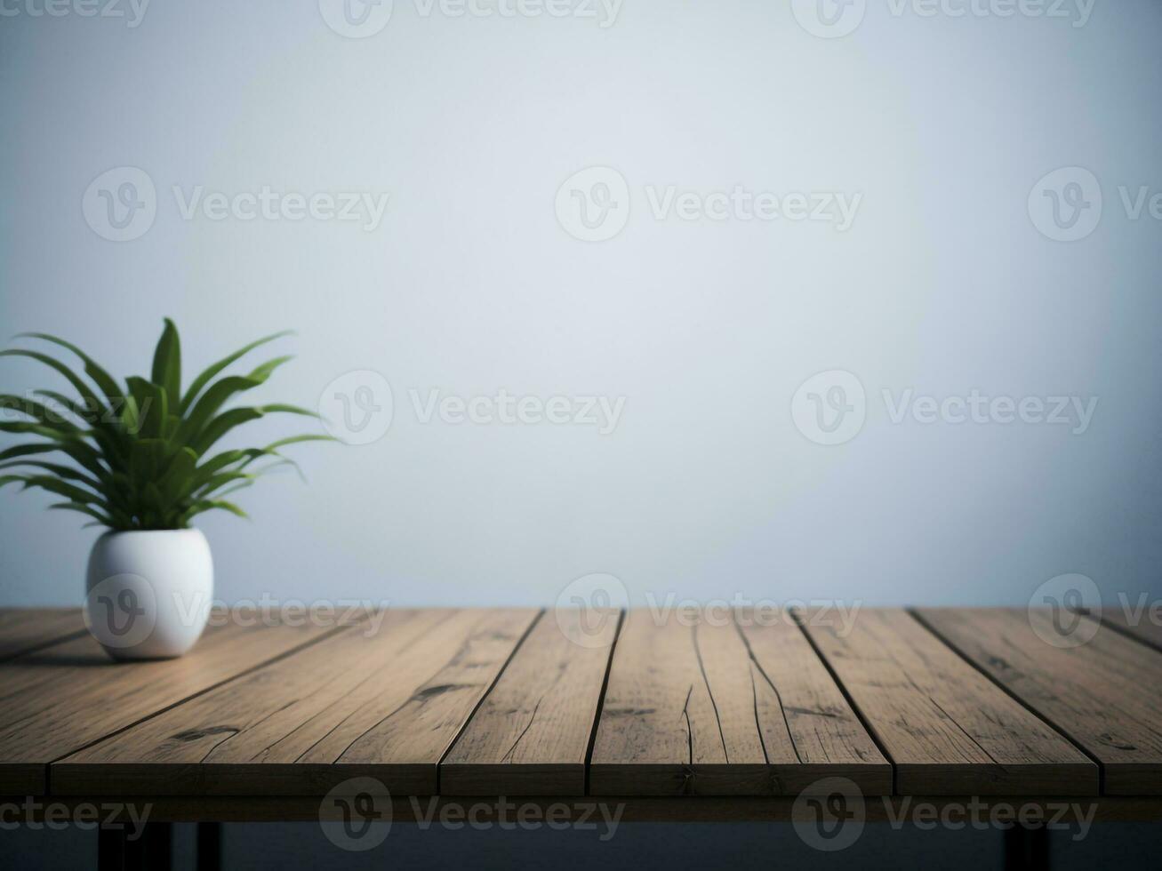 Wooden table and blur tropical white background, product display montage. High quality photo 8k FHD AI generated