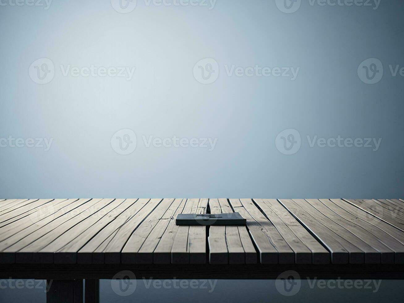 Wooden table and blur tropical white background, product display montage. High quality photo 8k FHD AI generated