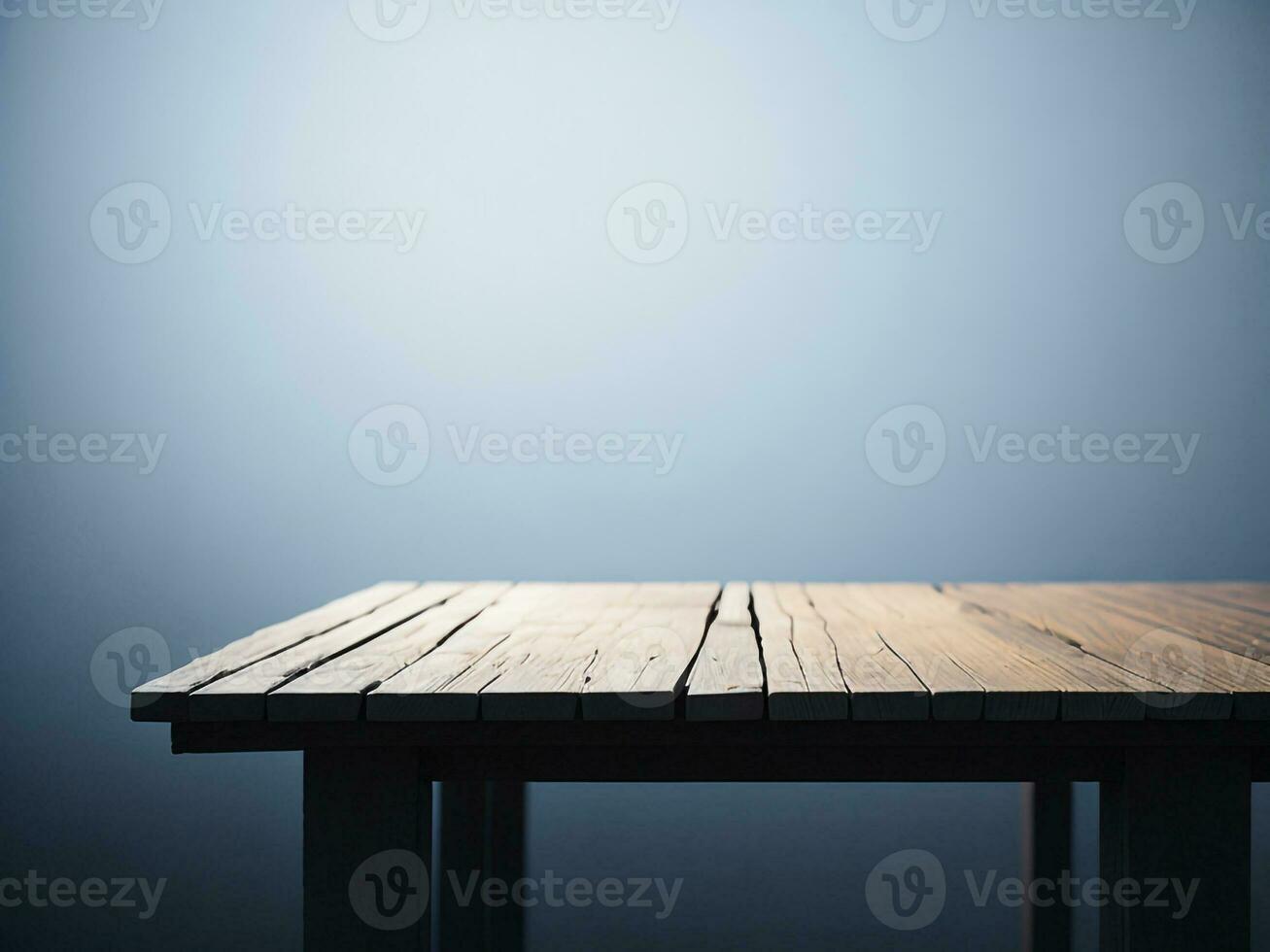 Wooden table and blur tropical white background, product display montage. High quality photo 8k FHD AI generated