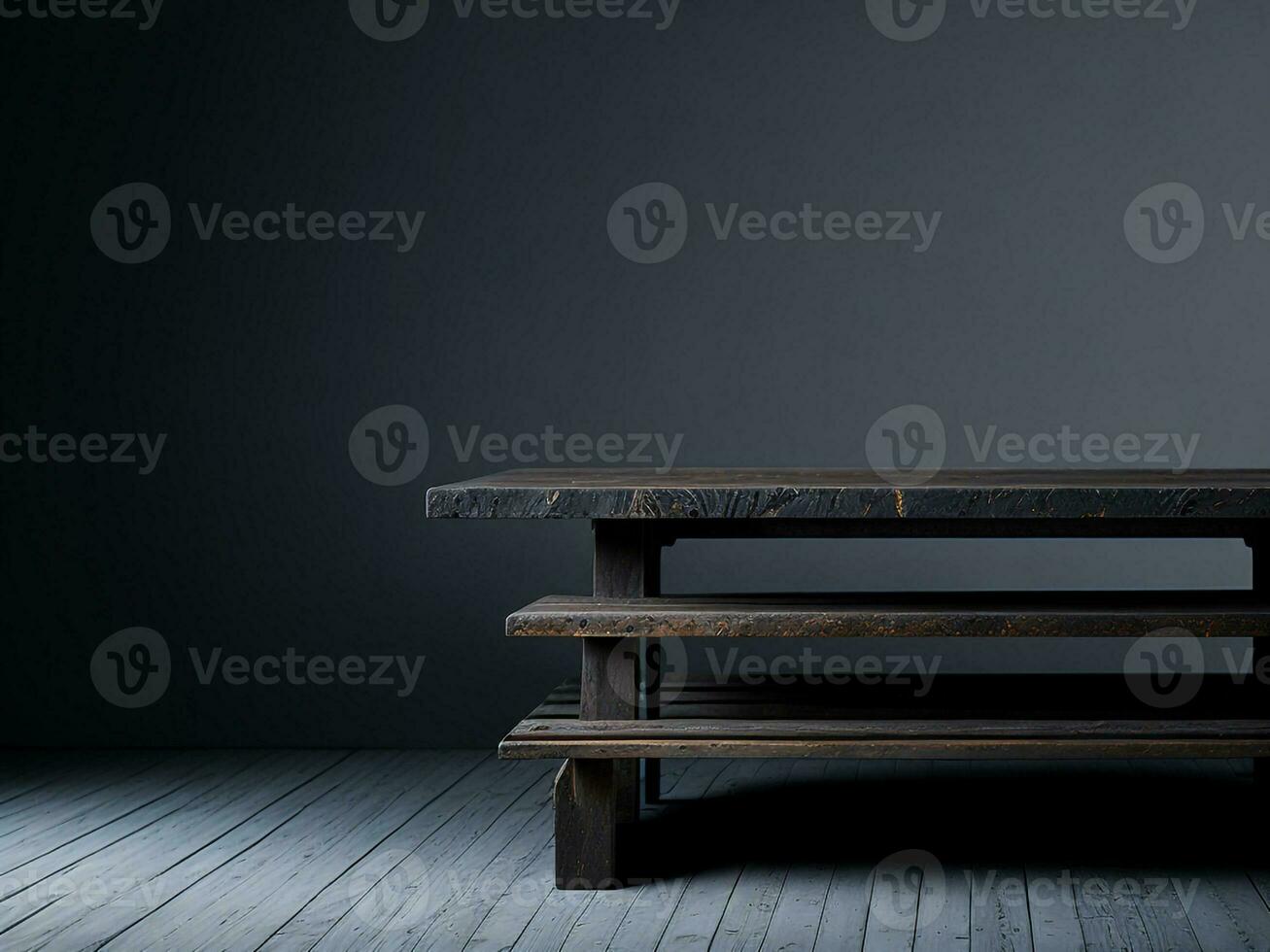 Wooden table and blur tropical white background, product display montage. High quality photo 8k FHD AI generated