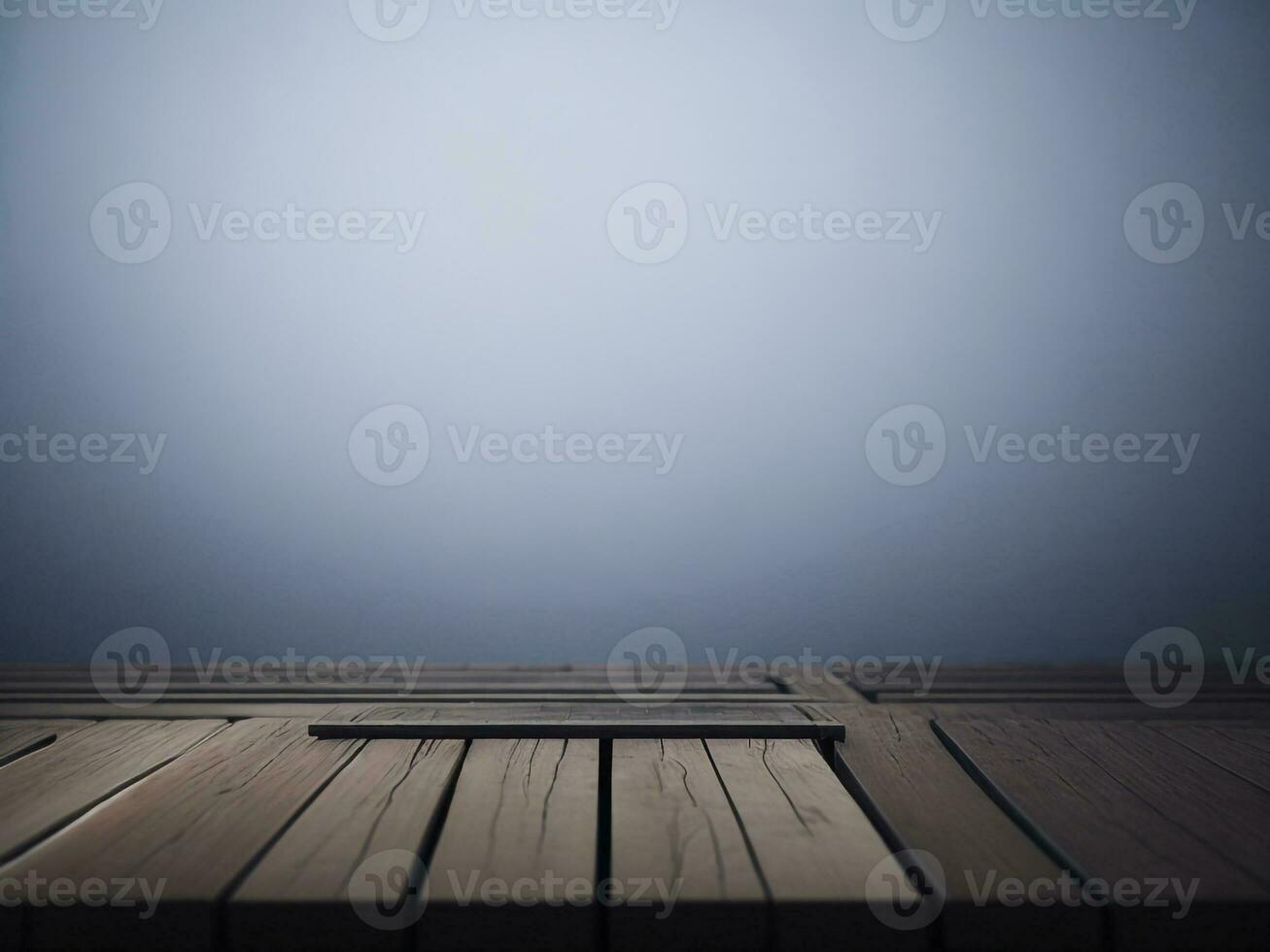 Wooden table and blur tropical Green color background, product display montage. High quality photo 8k FHD AI generated