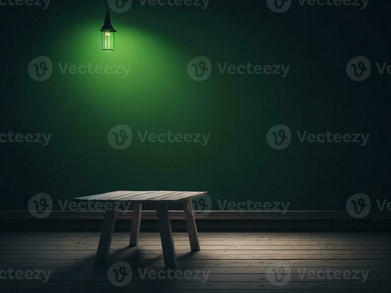 Wooden table and blur tropical green Color background, product display montage. High quality photo 8k FHD AI generated