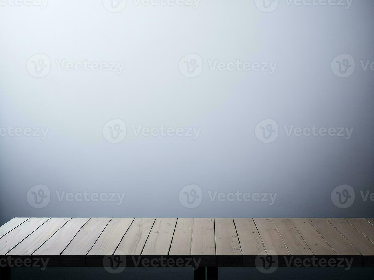 Wooden table and blur tropical Green color background, product display montage. High quality photo 8k FHD AI generated