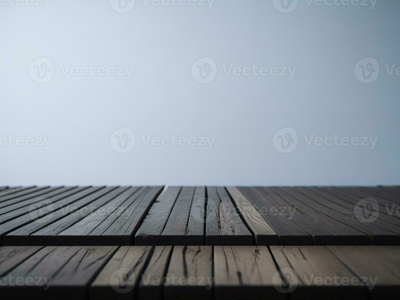 Wooden table and blur tropical Green color background, product display montage. High quality photo 8k FHD AI generated