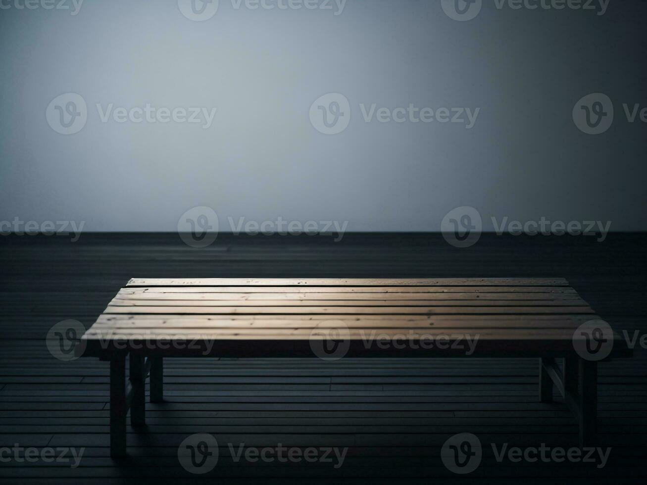 Wooden table and blur tropical white background, product display montage. High quality photo 8k FHD AI generated