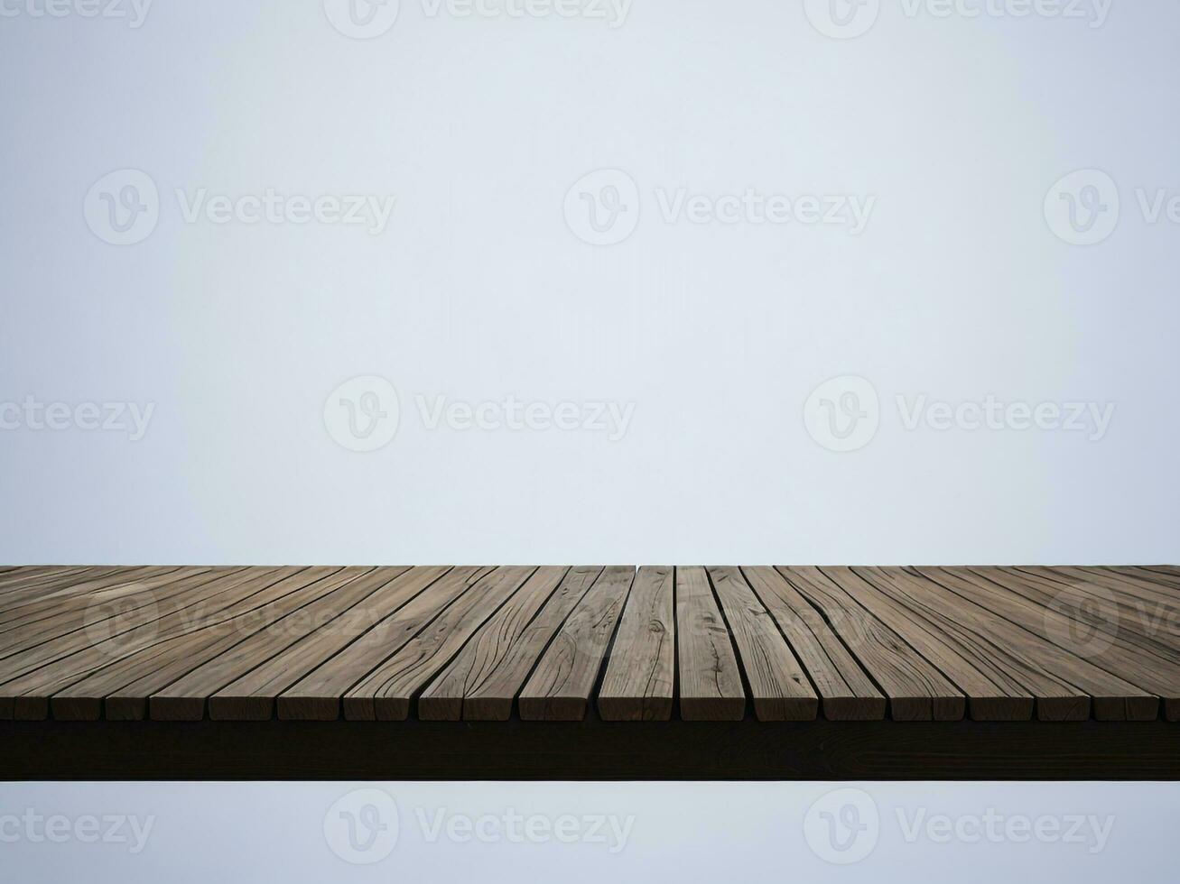 Wooden table and blur tropical white background, product display montage. High quality photo 8k FHD AI generated