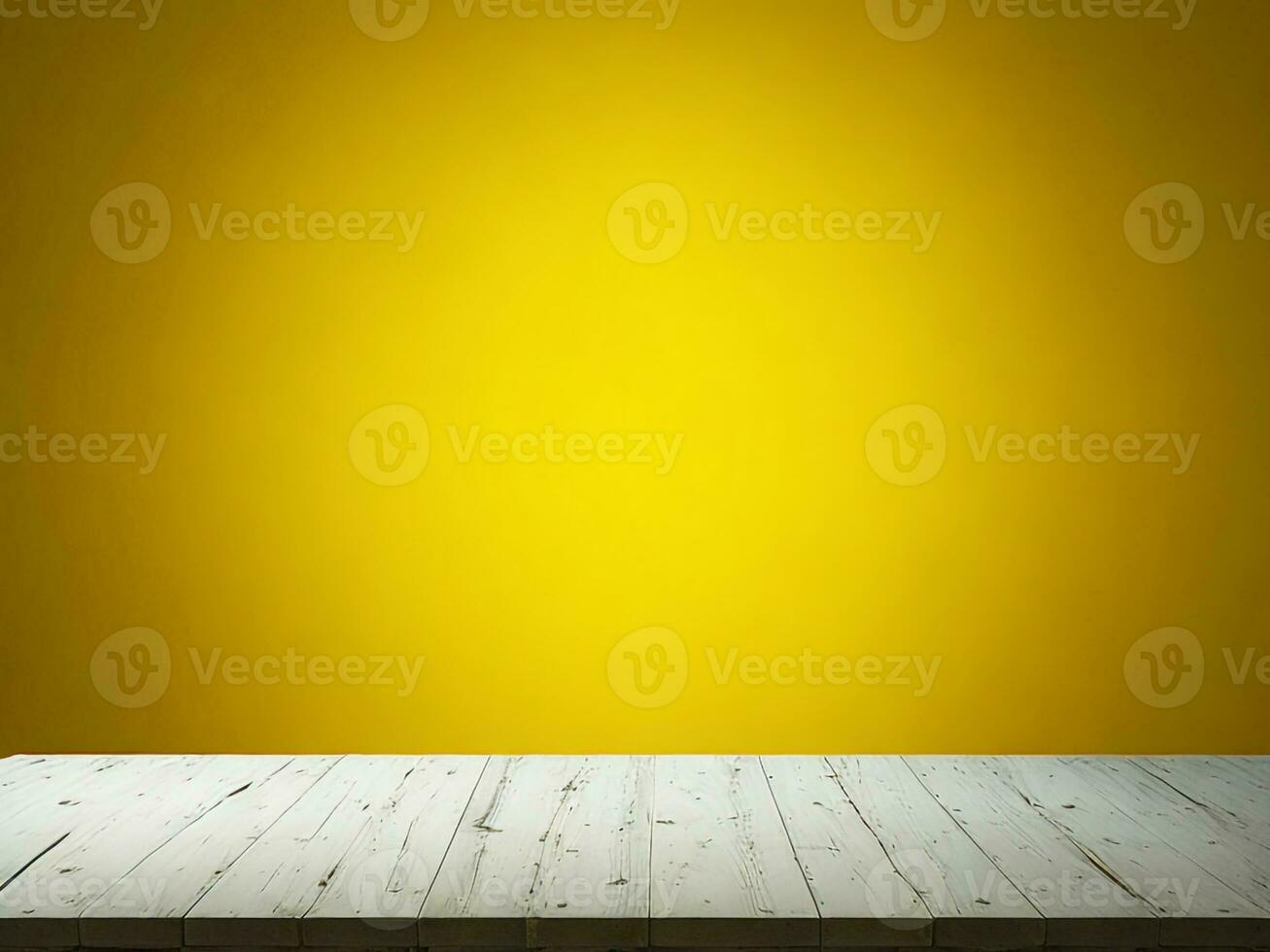 Wooden table and blur tropical Yellow Color background, product display montage. High quality photo 8k FHD AI generated