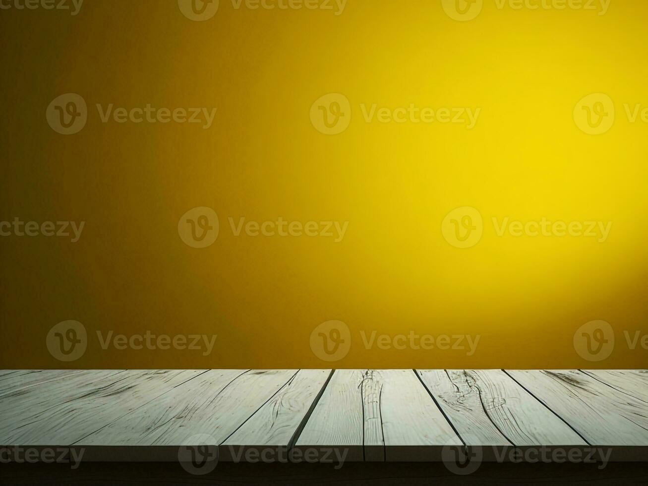 Wooden table and blur tropical Yellow Color background, product display montage. High quality photo 8k FHD AI generated