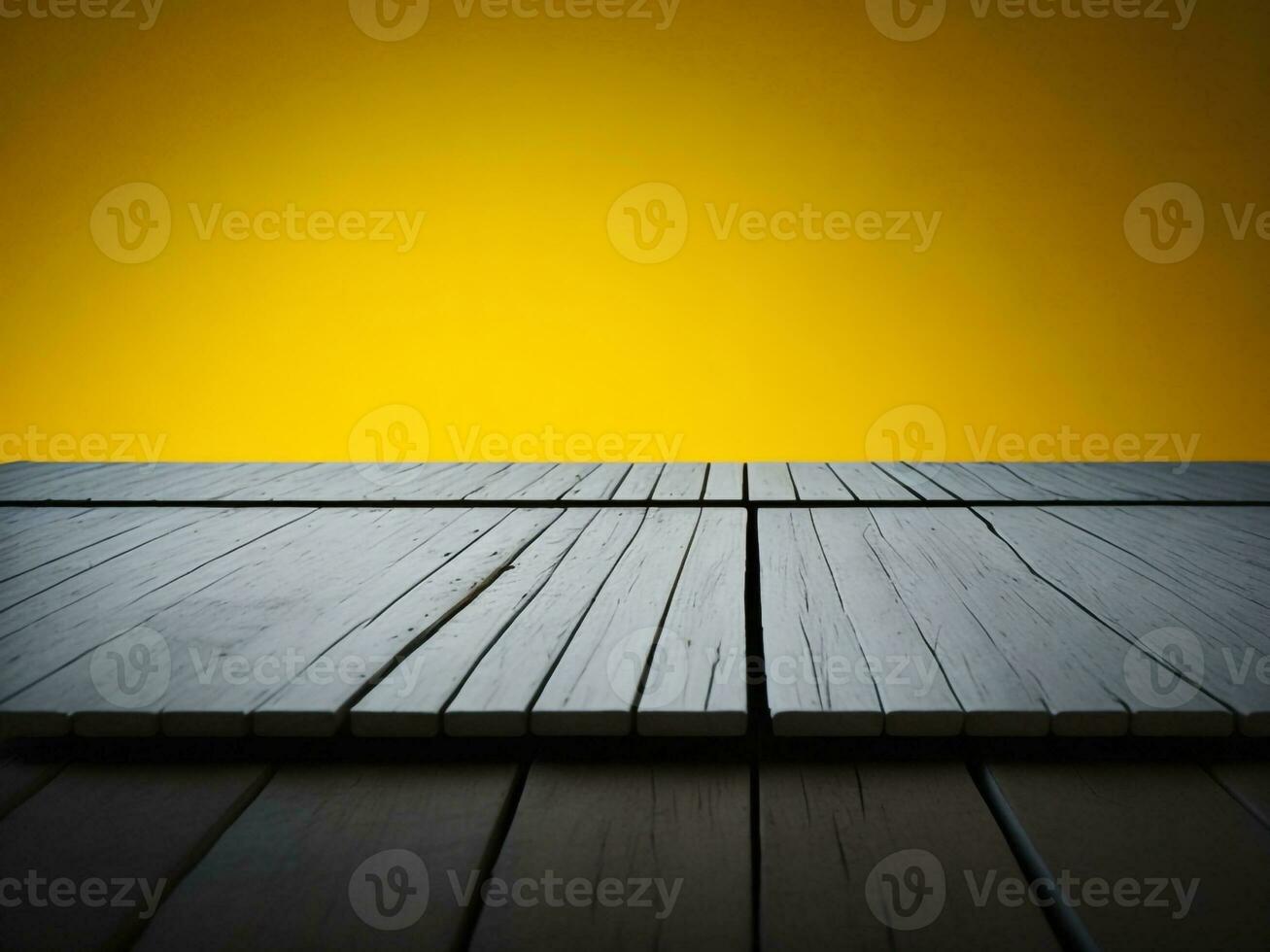 Wooden table and blur tropical Yellow Color background, product display montage. High quality photo 8k FHD AI generated