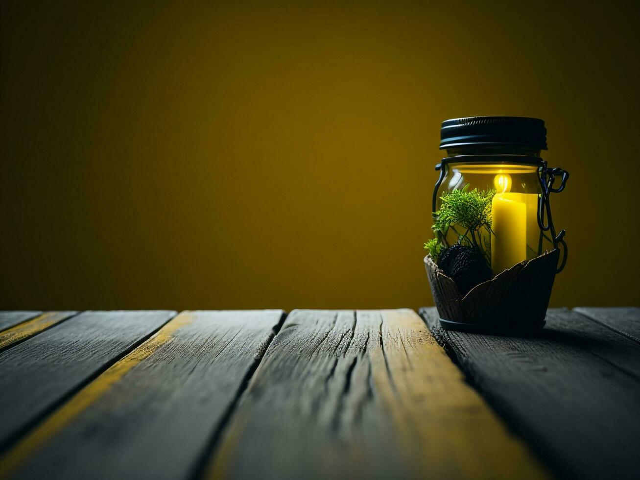 Wooden table and blur tropical green grass background, product display montage. High quality photo 8k FHD AI generated