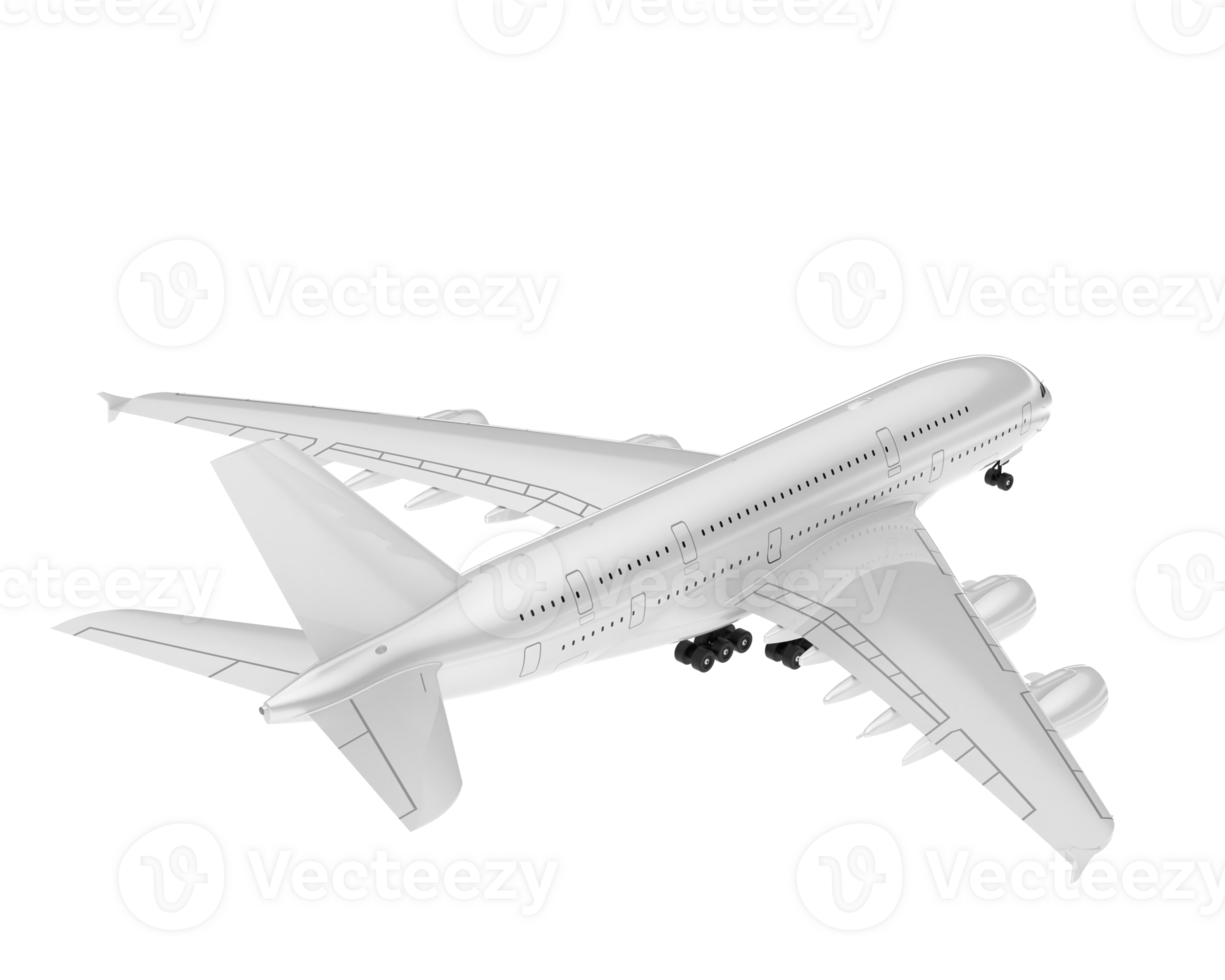 White aircraft isolated on transparent background. 3d rendering - illustration png