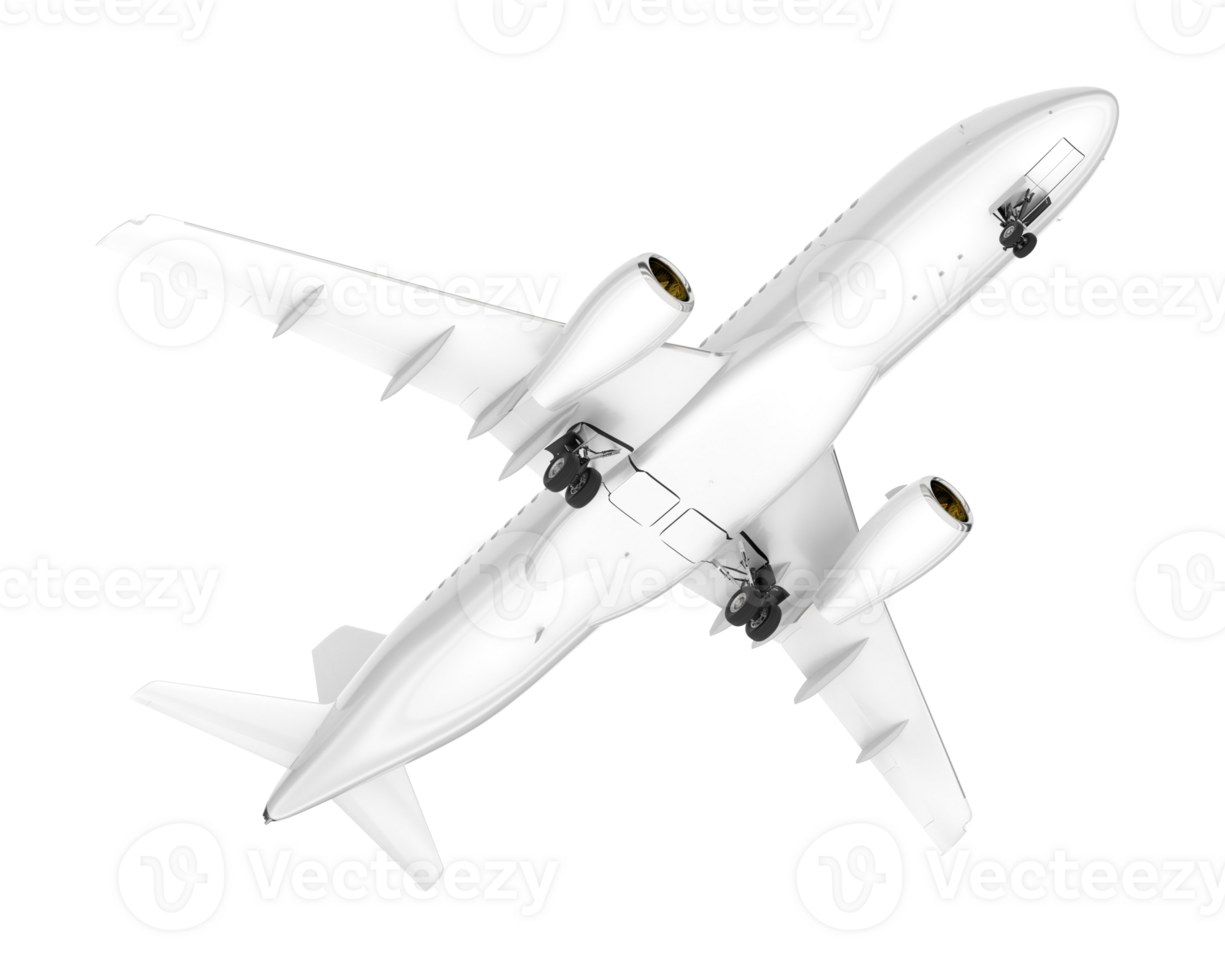 White aircraft isolated on transparent background. 3d rendering - illustration png