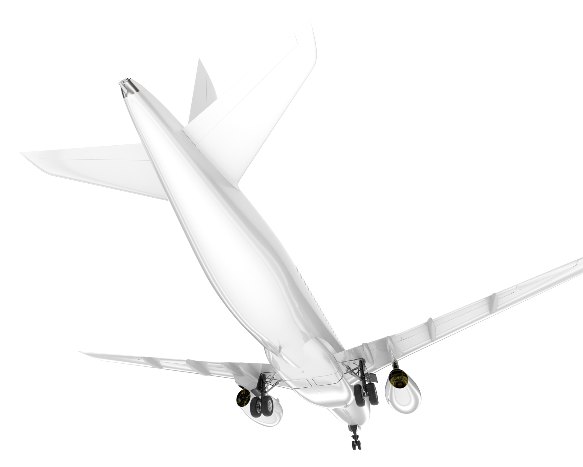 White aircraft isolated on transparent background. 3d rendering